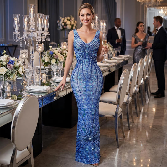Blue Crystal Butterfly Maxi Dress – BlueStar Cascade