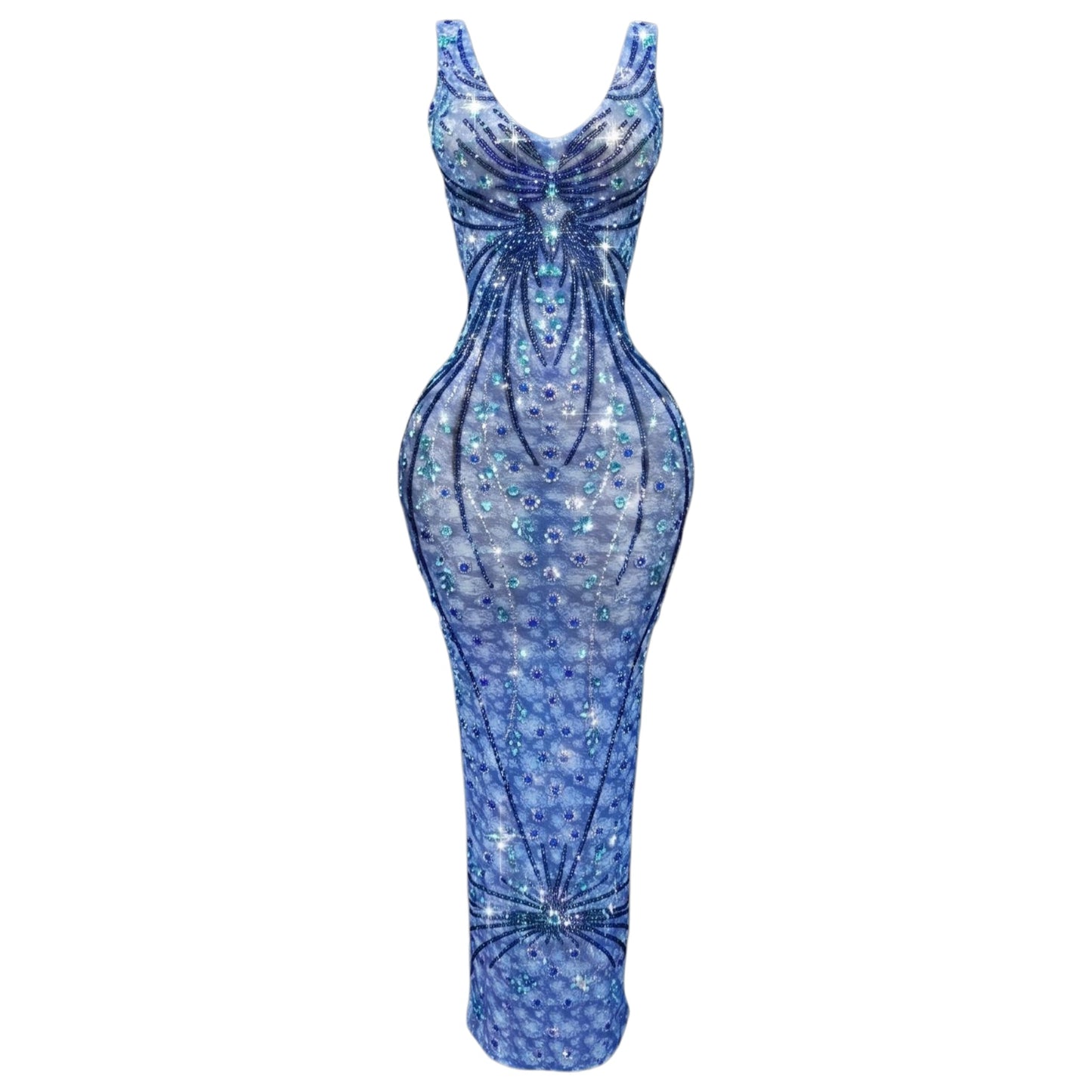 Blue Crystal Butterfly Maxi Dress – BlueStar Cascade