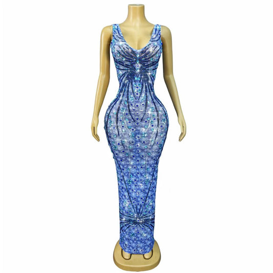Blue Crystal Butterfly Maxi Dress – BlueStar Cascade