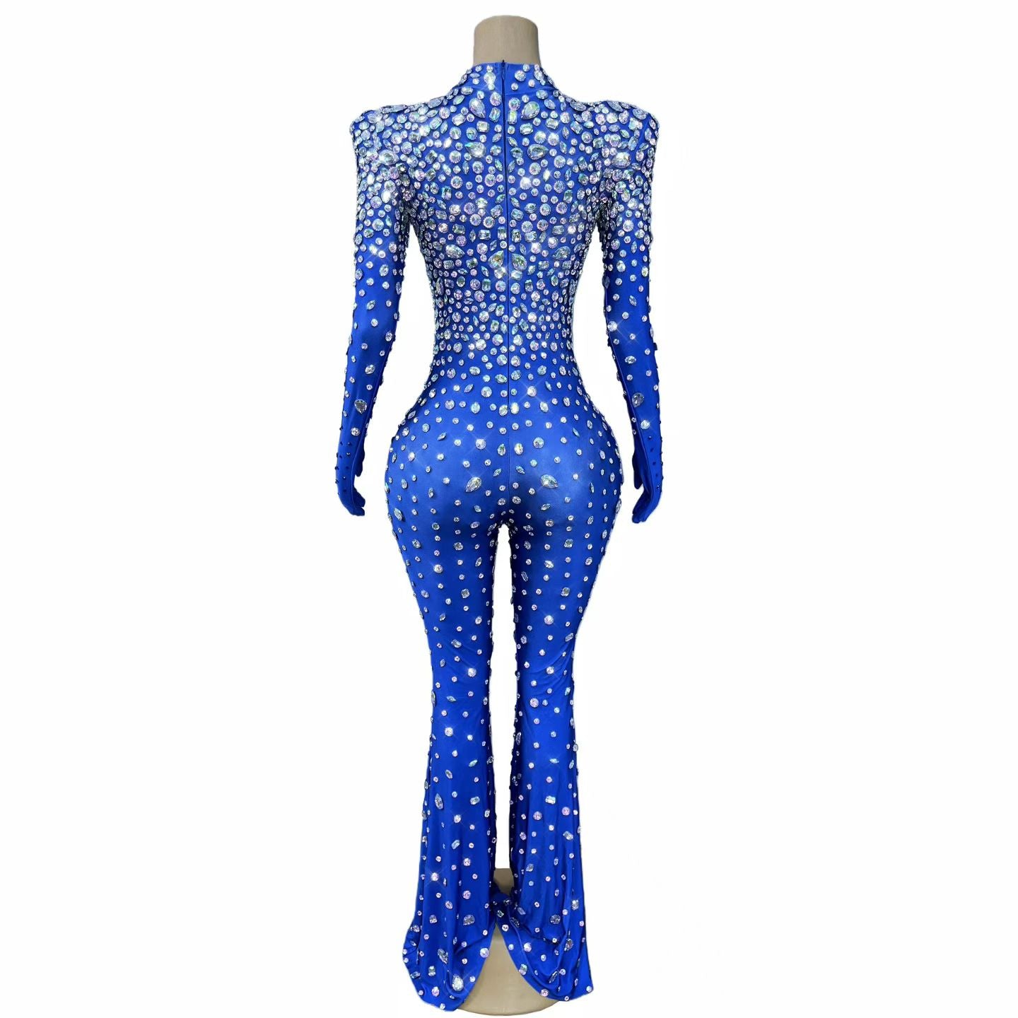 Sparkly Crystal Star Jumpsuit – Stage Queen Edition | Hand-Embellished Flared Bodysuit