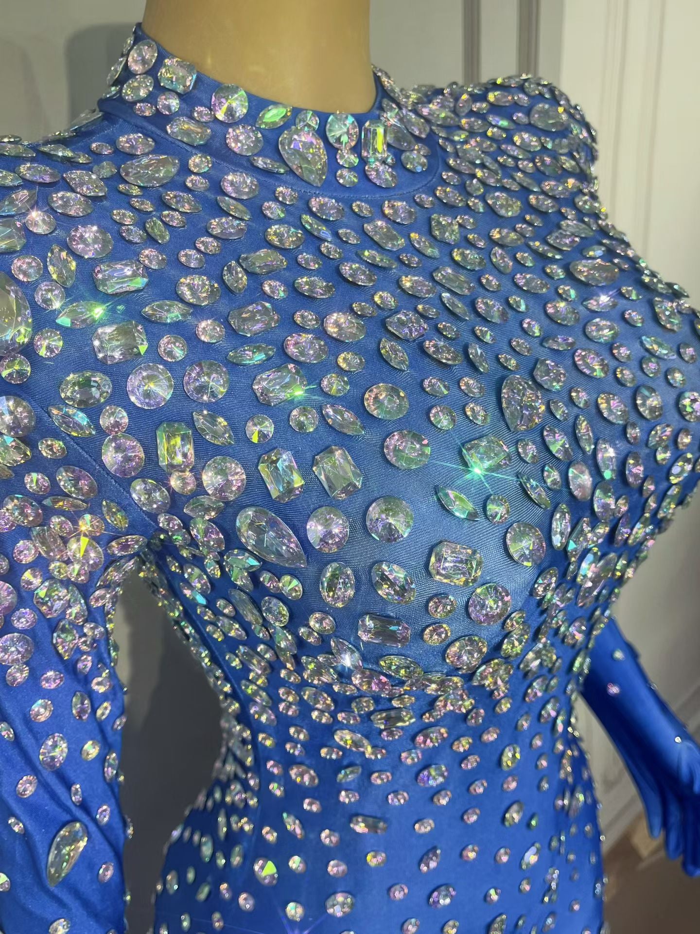 Sparkly Crystal Star Jumpsuit – Stage Queen Edition | Hand-Embellished Flared Bodysuit