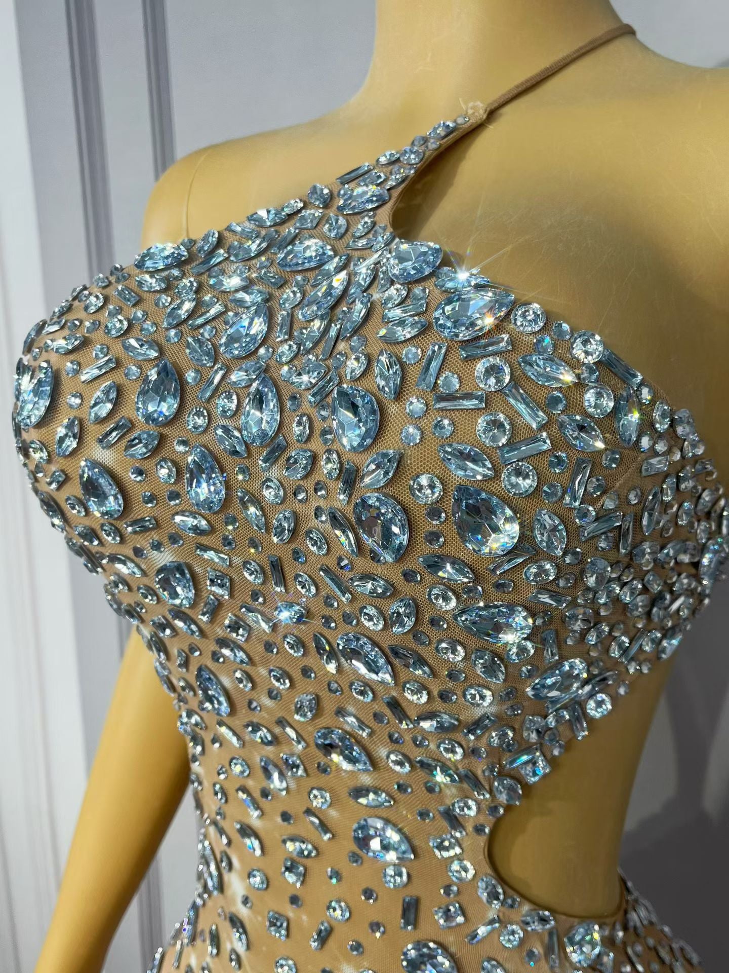 Silver Crystal One-Shoulder Cocktail Mini Dress – StarDust