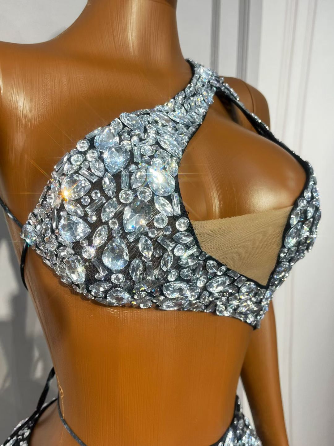 Silver Crystal Cutout Gown | One-Shoulder Rhinestone Evening Dress – Stellar Eclipse